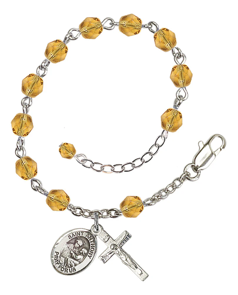 St. Anthony of Padua Crystal Birthstone Rosary Bracelet - Multiple Birthstones - Image 11