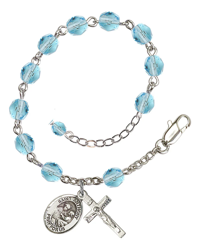 St. Anthony of Padua Crystal Birthstone Rosary Bracelet - Multiple Birthstones - Image 2