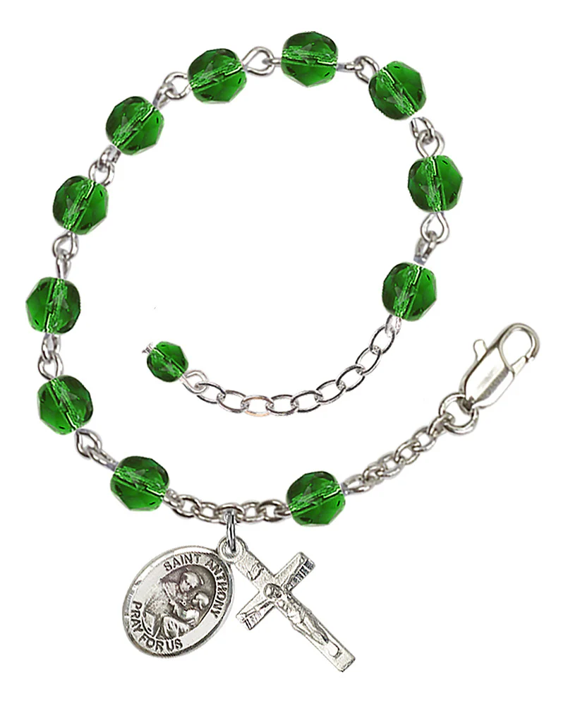 St. Anthony of Padua Crystal Birthstone Rosary Bracelet - Multiple Birthstones - Image 4