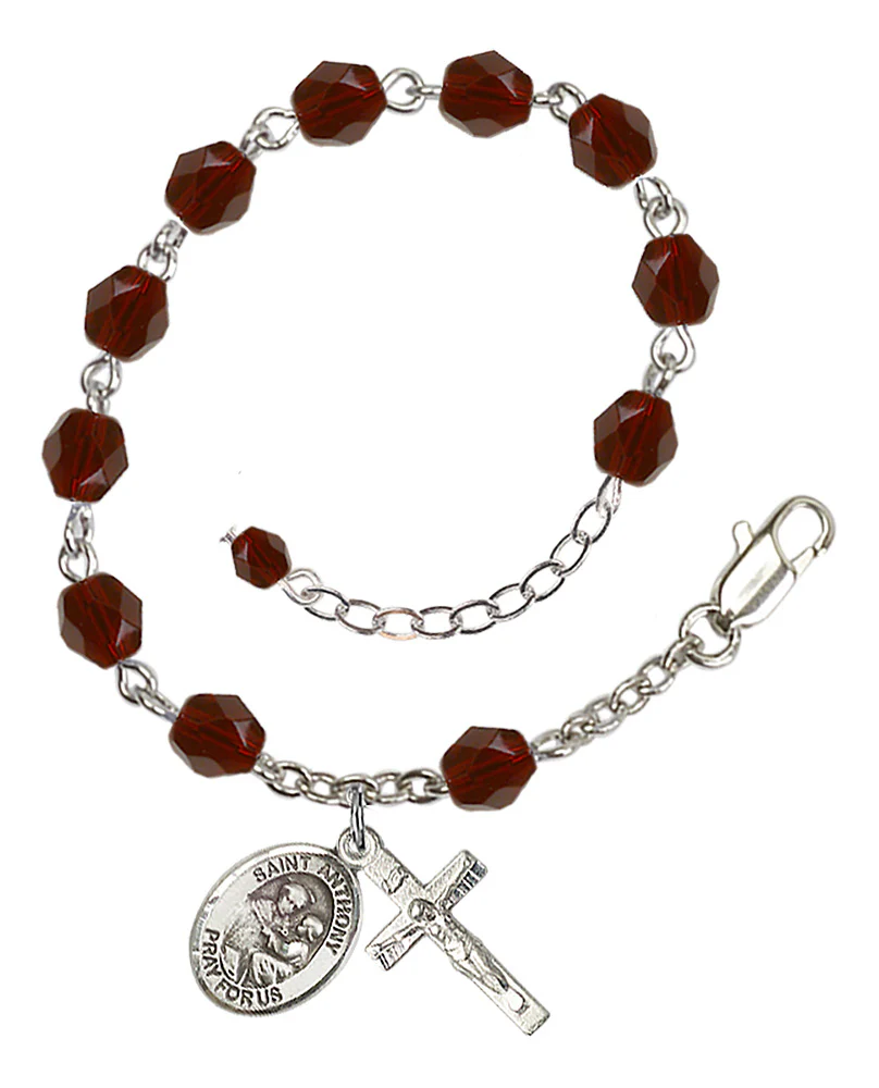 St. Anthony of Padua Crystal Birthstone Rosary Bracelet - Multiple Birthstones - Image 5