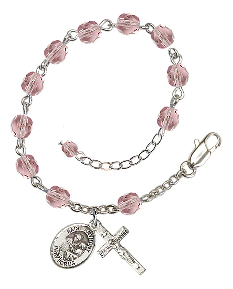 St. Anthony of Padua Crystal Birthstone Rosary Bracelet - Multiple Birthstones - Image 6