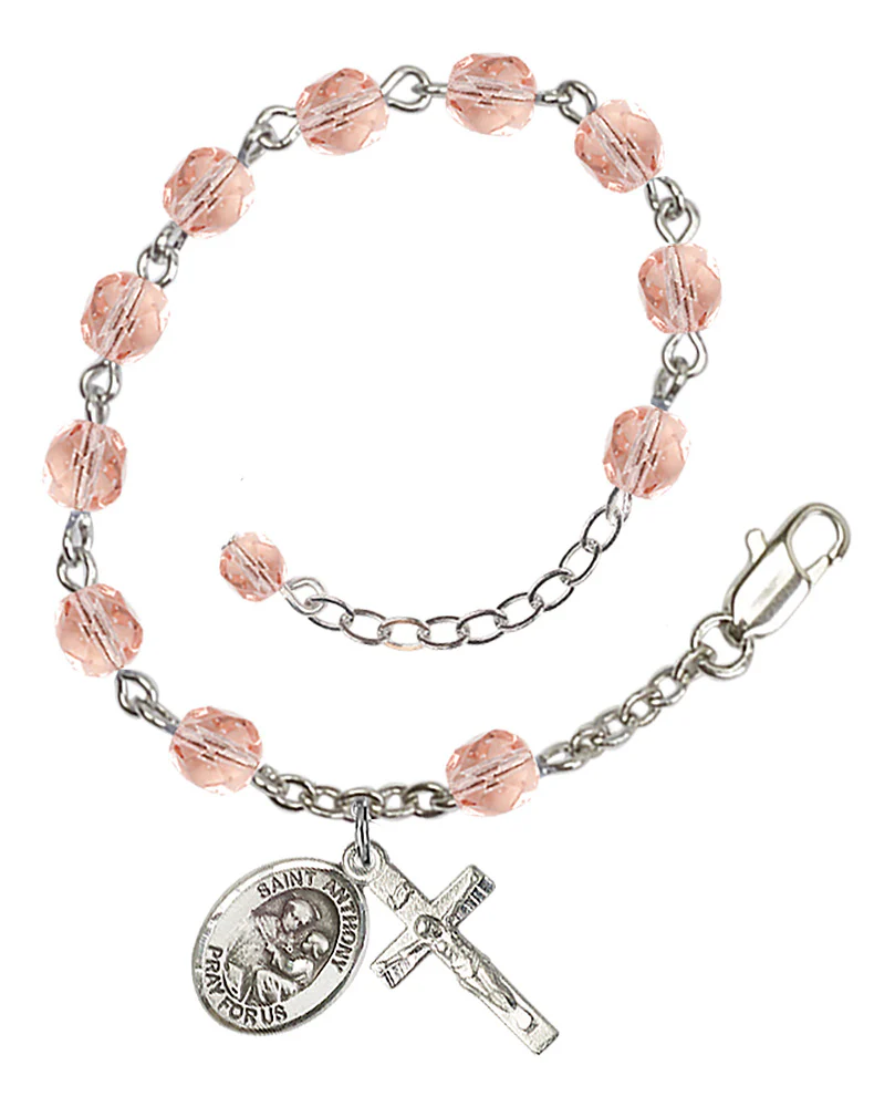 St. Anthony of Padua Crystal Birthstone Rosary Bracelet - Multiple Birthstones - Image 8