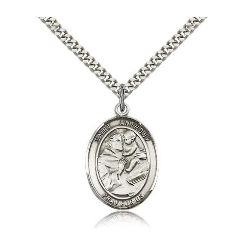 St. Anthony of Padua Pendant with Chain, Bliss, Sterling Silver
