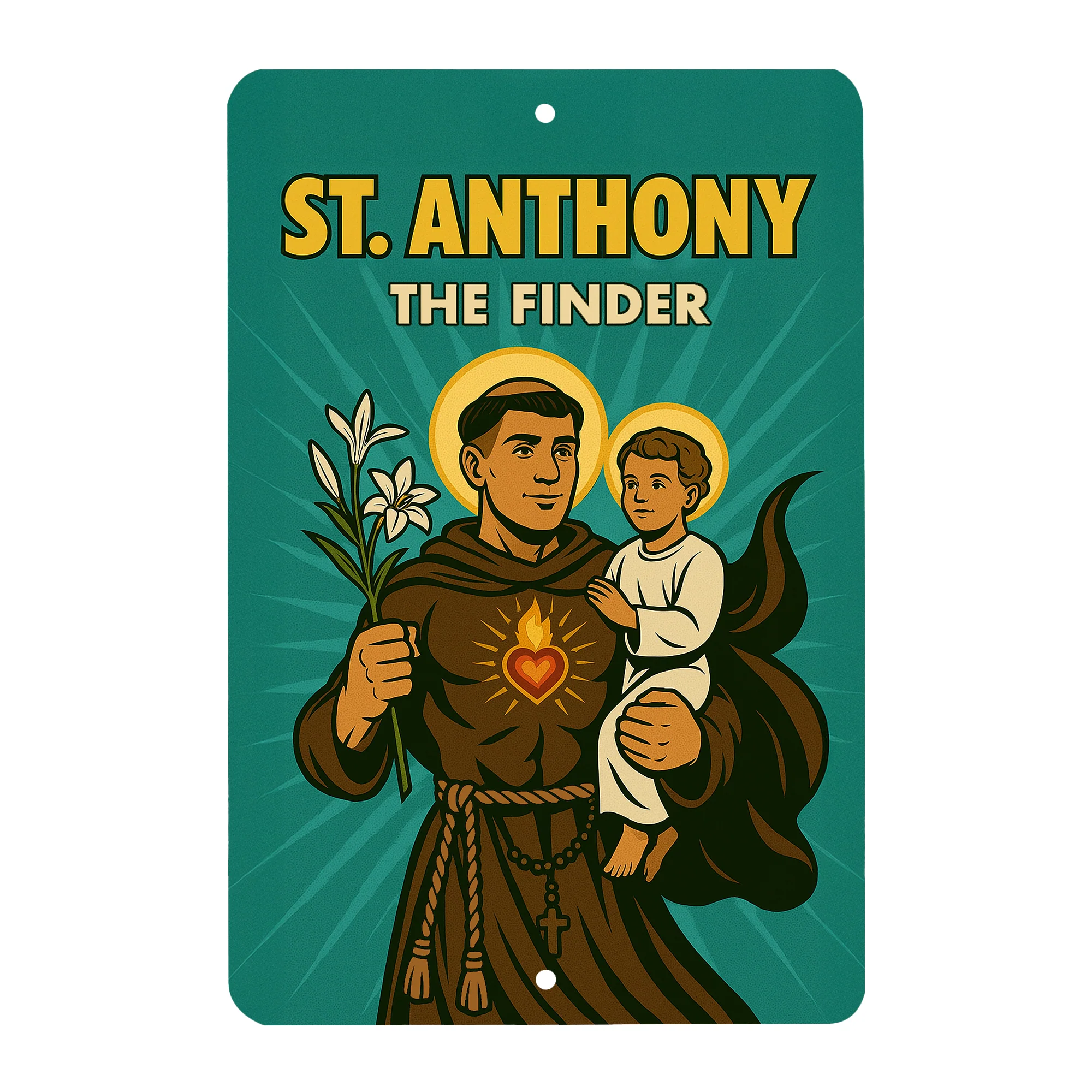 St. Anthony Superhero Tin Sign - Image 2