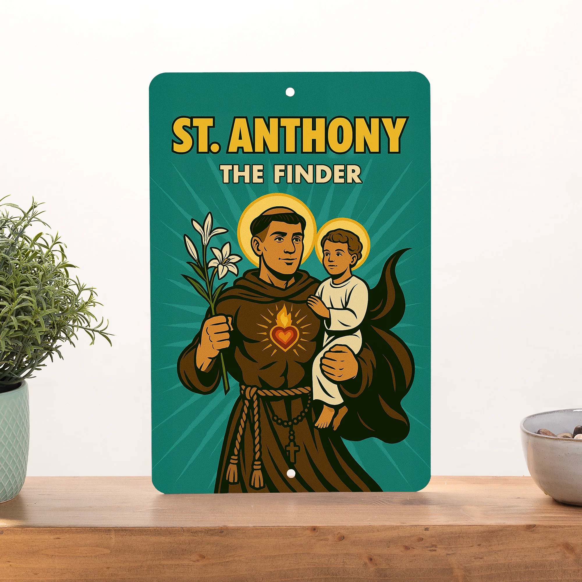 St. Anthony Superhero Tin Sign - Image 3