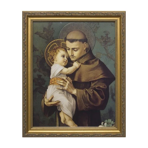 St. Anthony with Jesus in Gold Frame - Various Sizes - Image 3