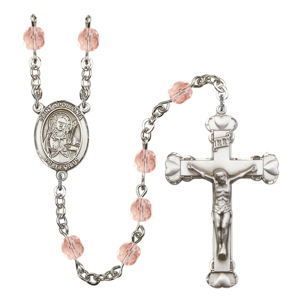 St. Apollonia Pink October Rosary 6mm