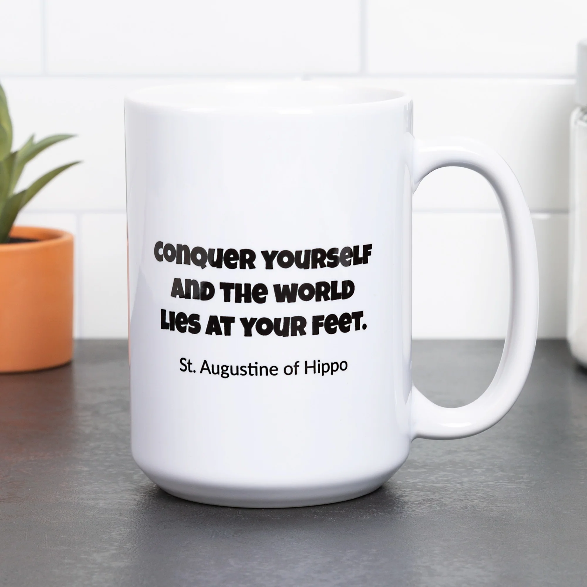 St. Augustine "Conquer Yourself" Mug - Image 2