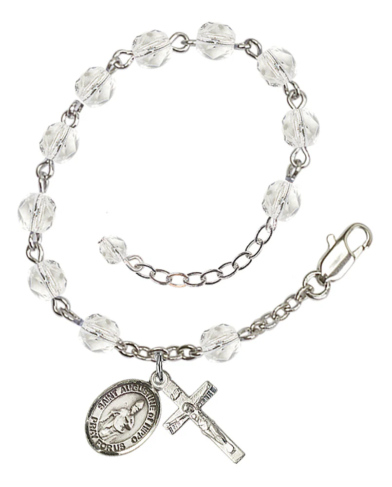 St. Augustine Of Hippo Crystal April Rosary Bracelet 6mm