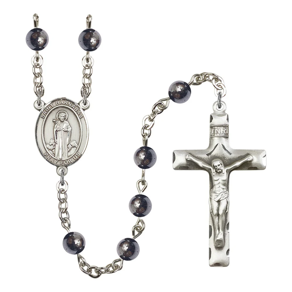 St. Barnabas 6mm Hematite Rosary