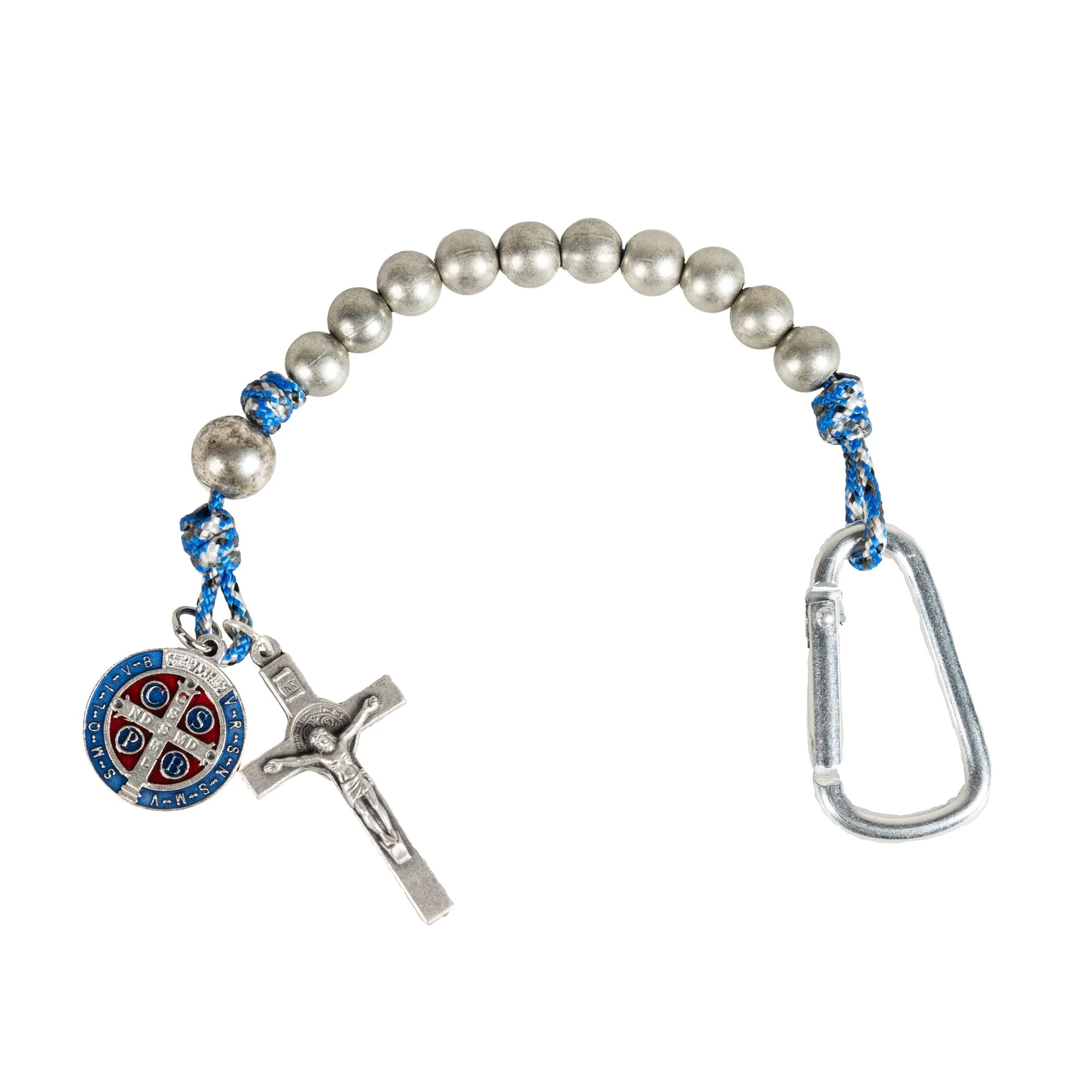 St. Benedict Blue Paracord Brave Beads Tenner Rosary - Image 2