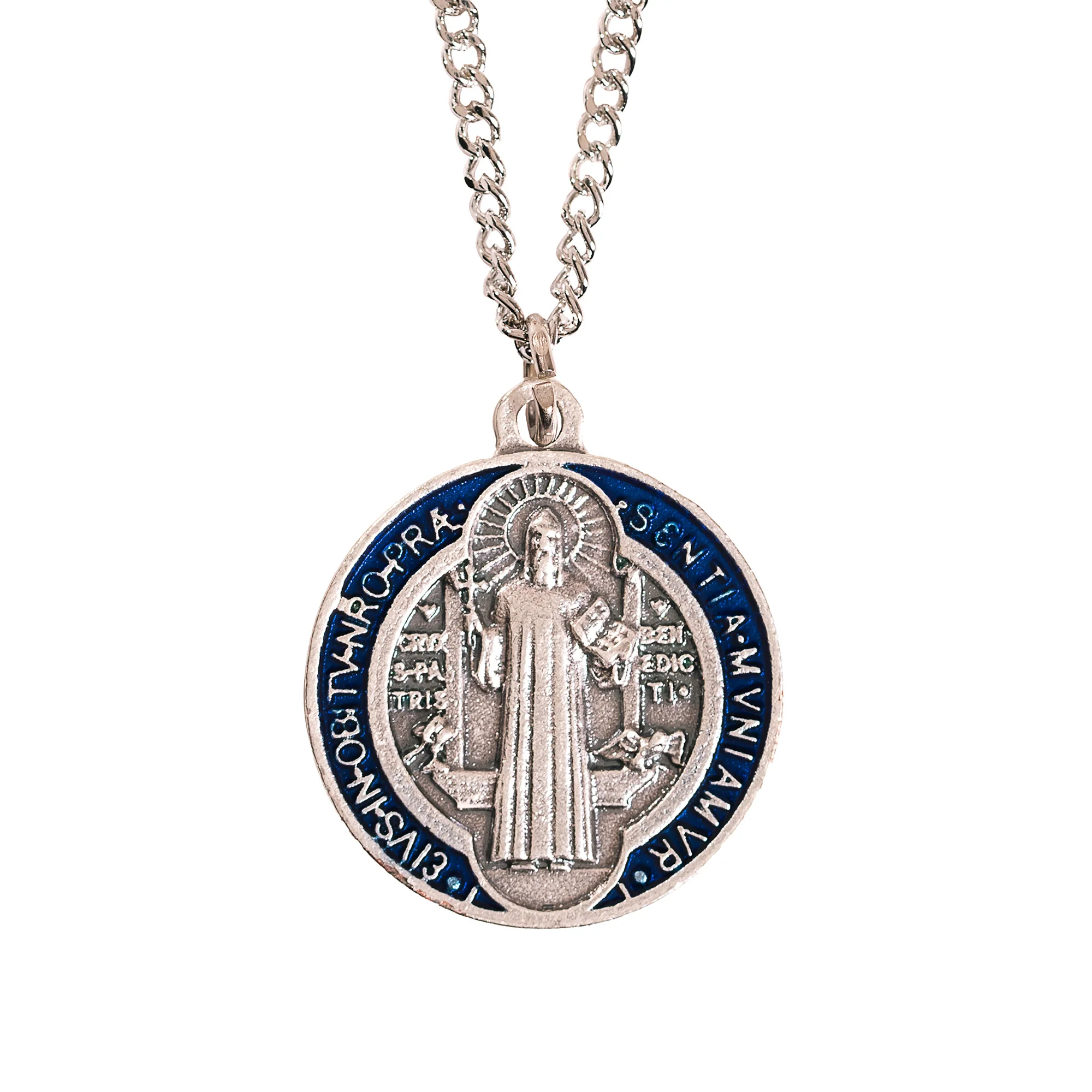 St. Benedict Blue & Red Medal with Chain - Image 4
