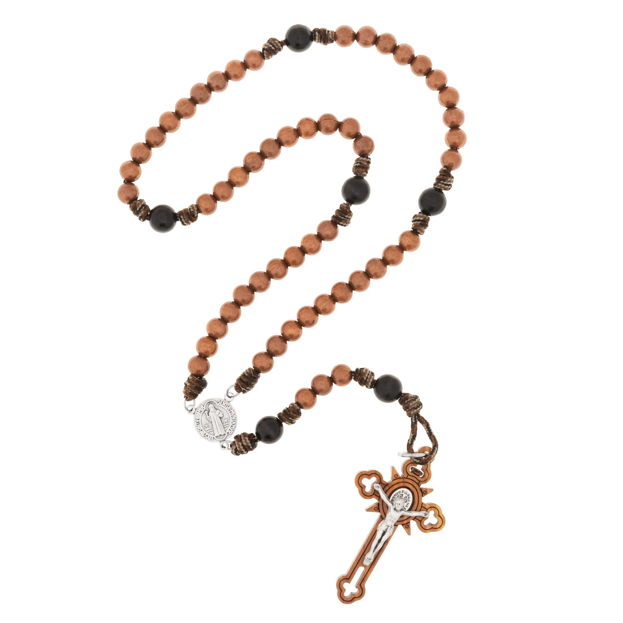 St. Benedict Brown Paracord Rosary - Image 3