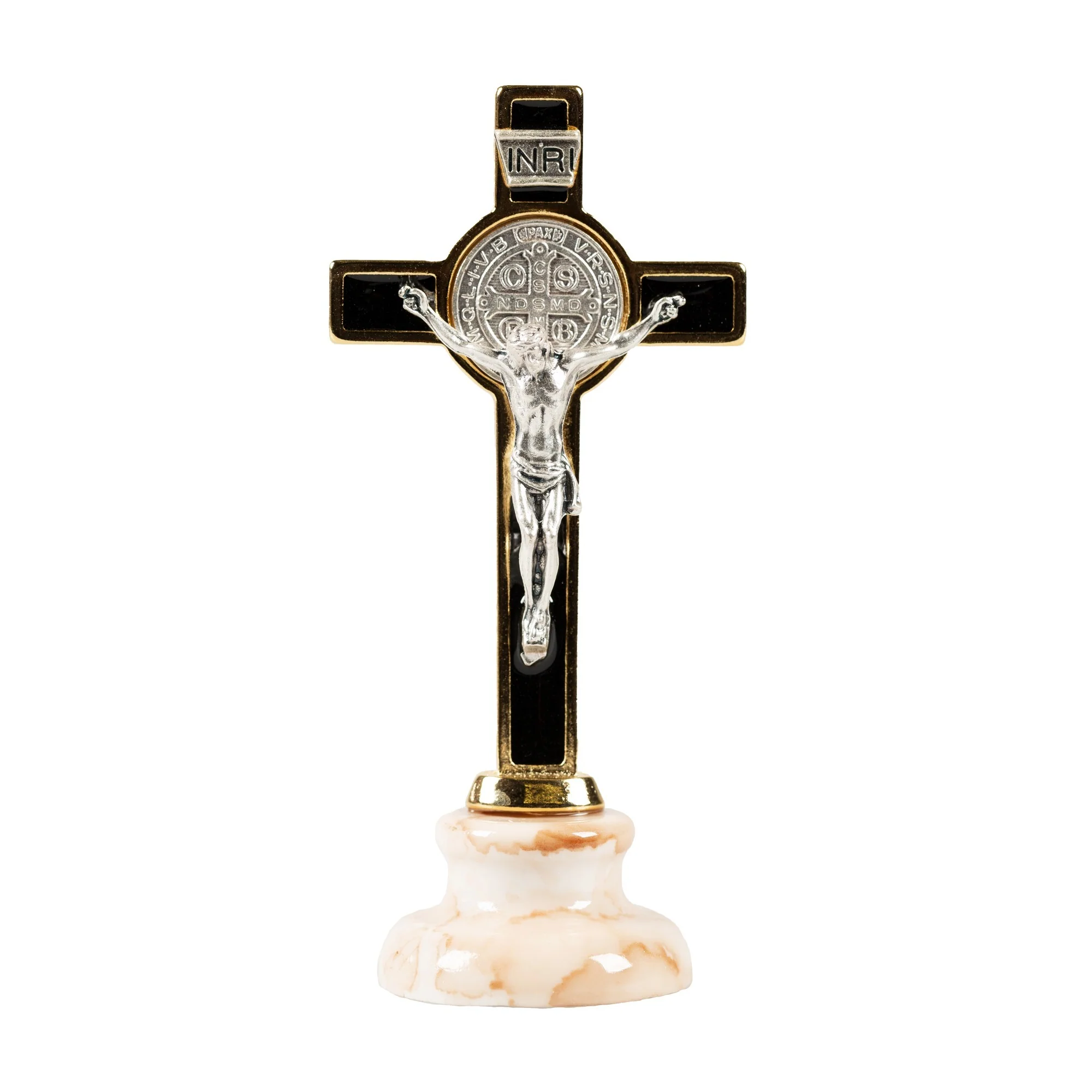 St. Benedict Crucifix with Base - Black Enamel - Image 2