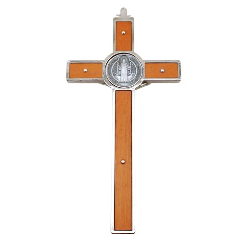 St. Benedict Crucifix, Wood Inlay - 7 inch - Image 3
