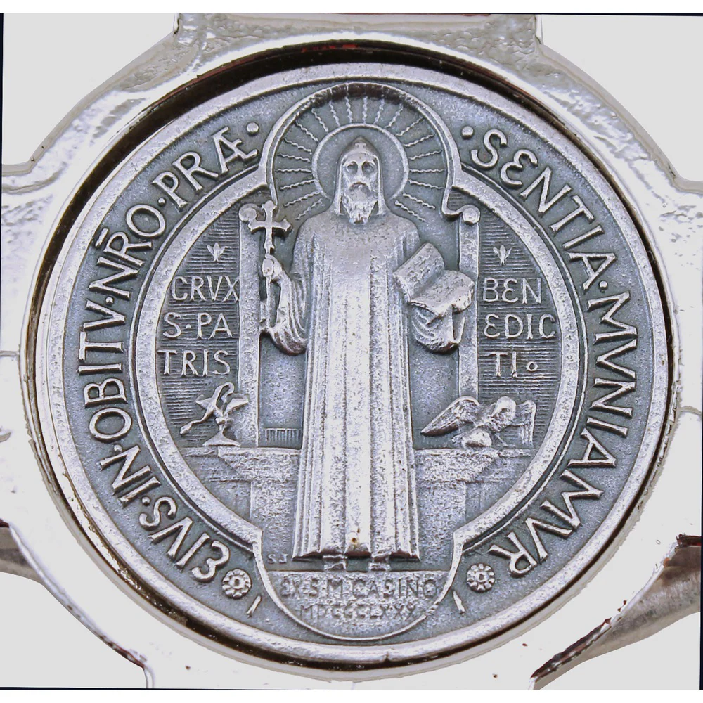 St. Benedict Crucifix, Wood Inlay - 7 inch - Image 4