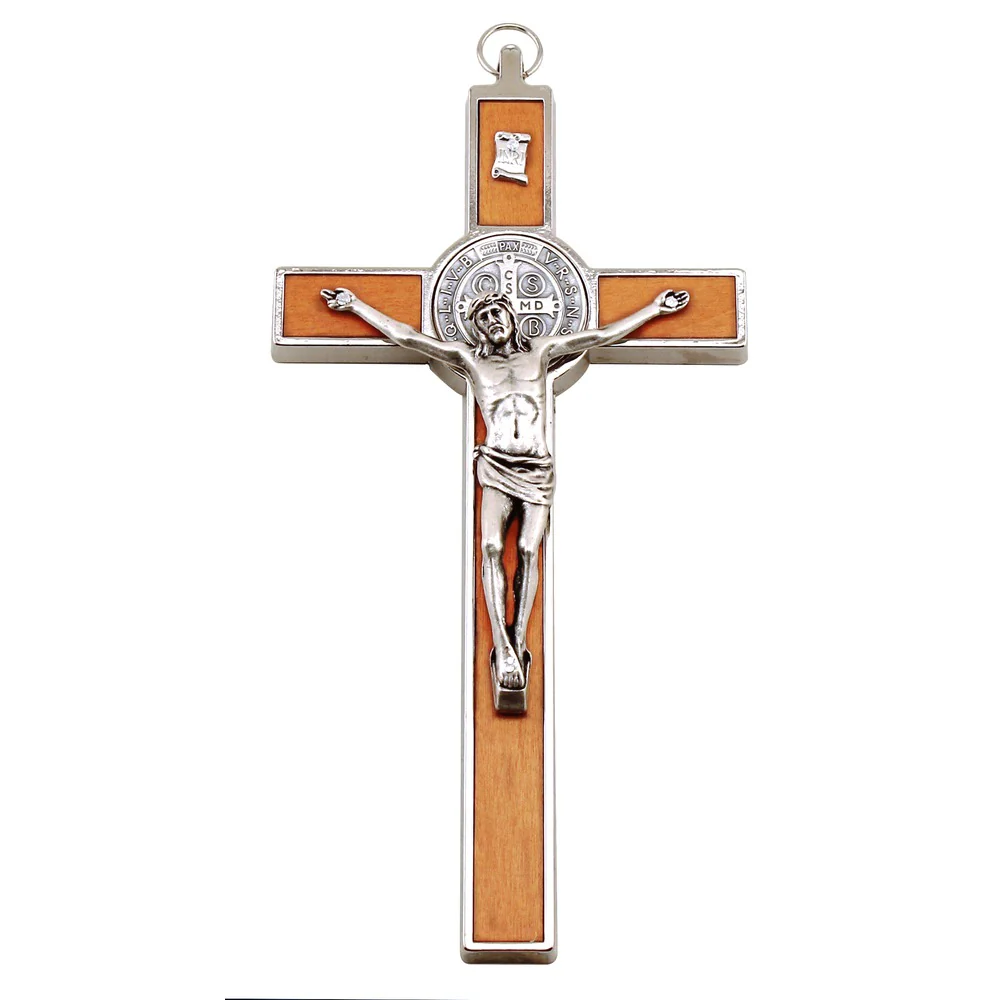 St. Benedict Crucifix, Wood Inlay - 7 inch - Image 5