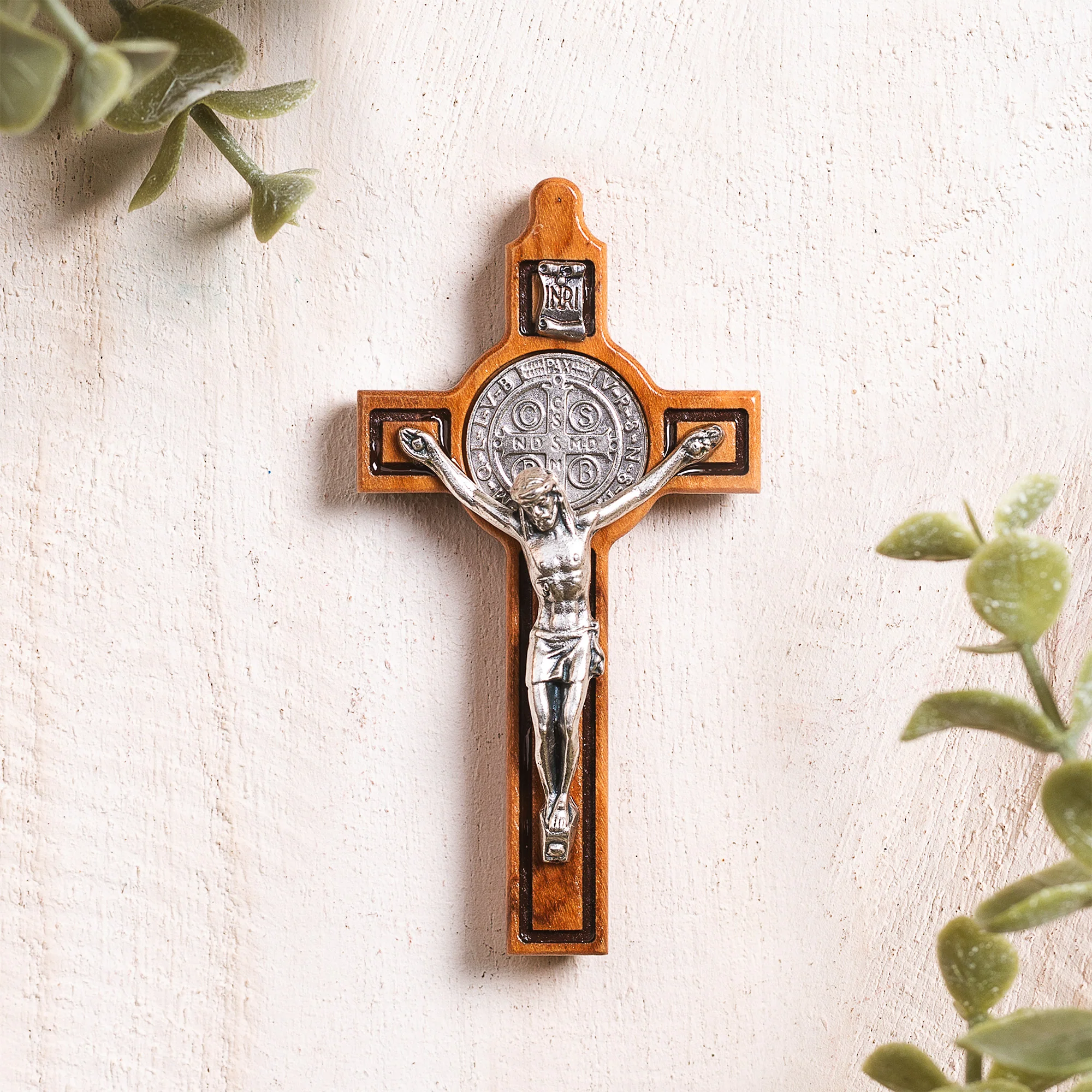St. Benedict Crucifix Wooden Magnet - 3"