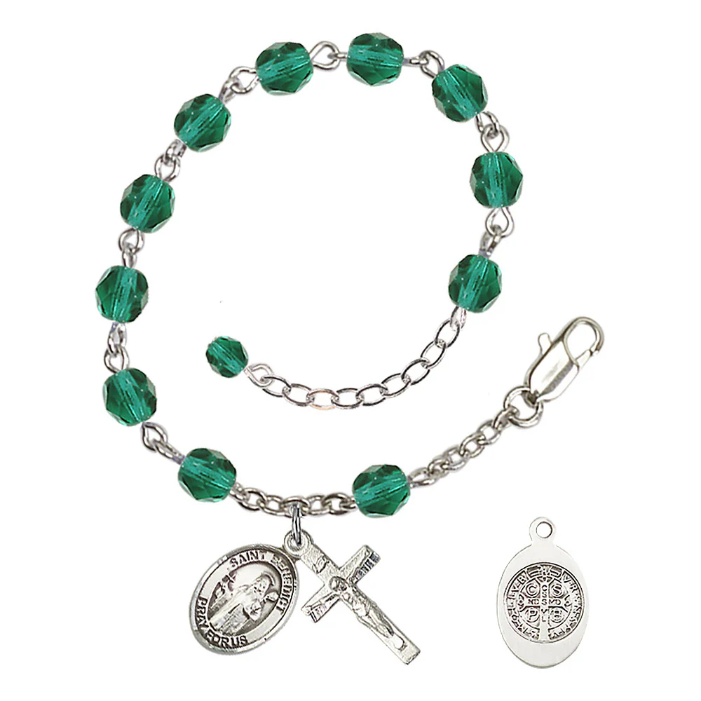 St. Benedict Crystal Birthstone Rosary Bracelet - Multiple Birthstones - Image 4