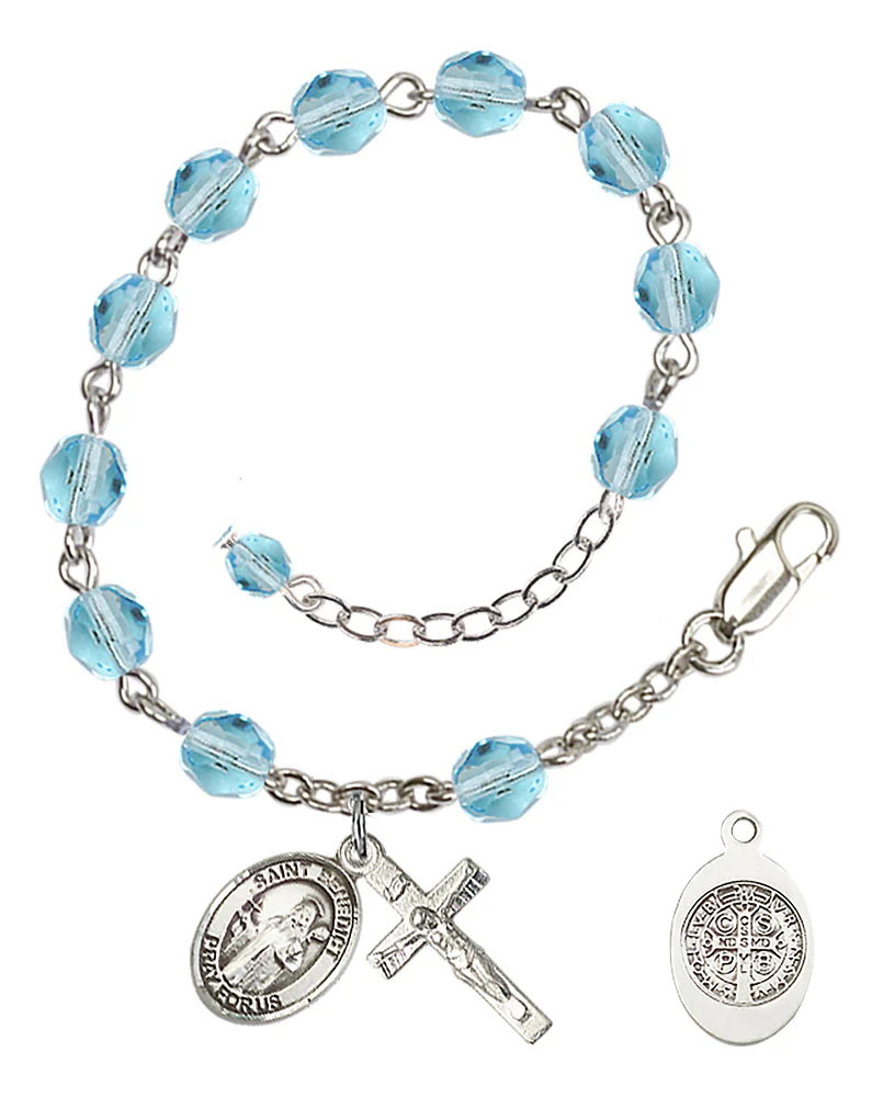 St. Benedict Crystal Birthstone Rosary Bracelet - Multiple Birthstones - Image 5