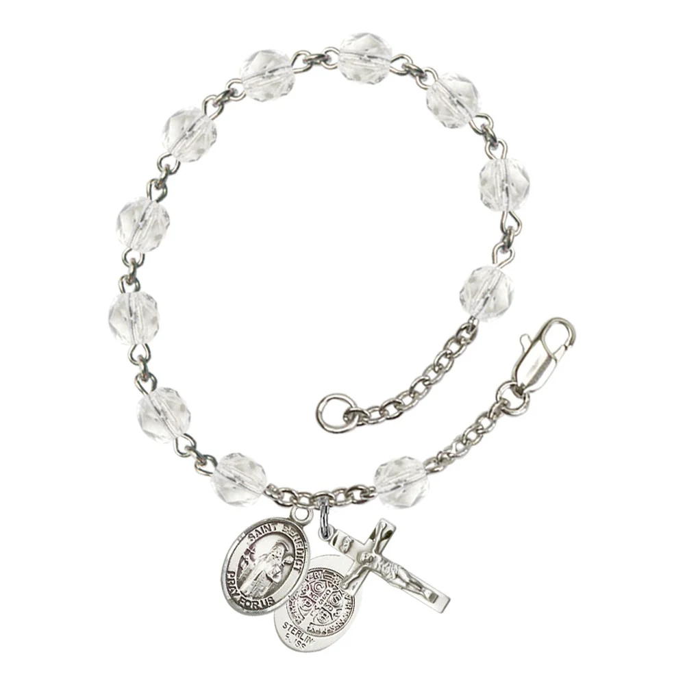 St. Benedict Crystal Birthstone Rosary Bracelet - Multiple Birthstones - Image 6