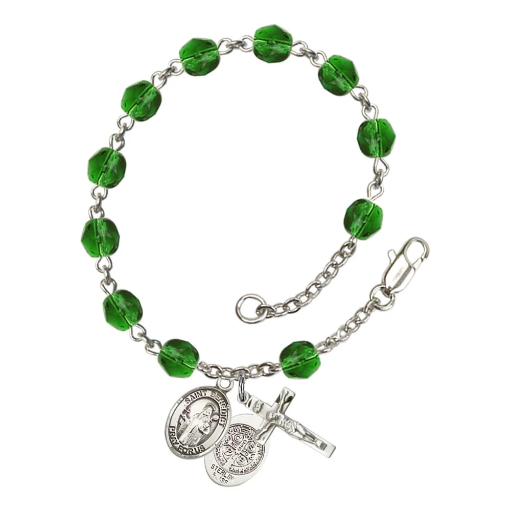 St. Benedict Crystal Birthstone Rosary Bracelet - Multiple Birthstones - Image 7