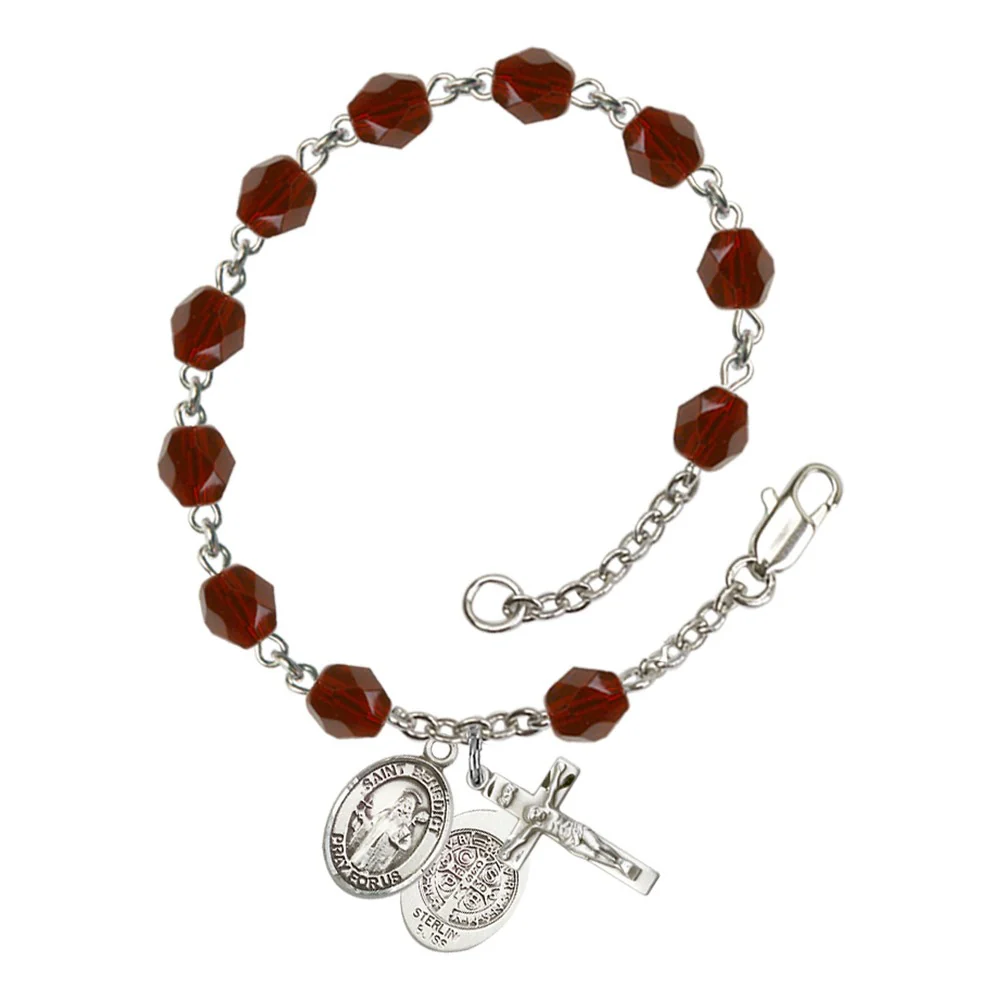 St. Benedict Crystal Birthstone Rosary Bracelet - Multiple Birthstones - Image 8