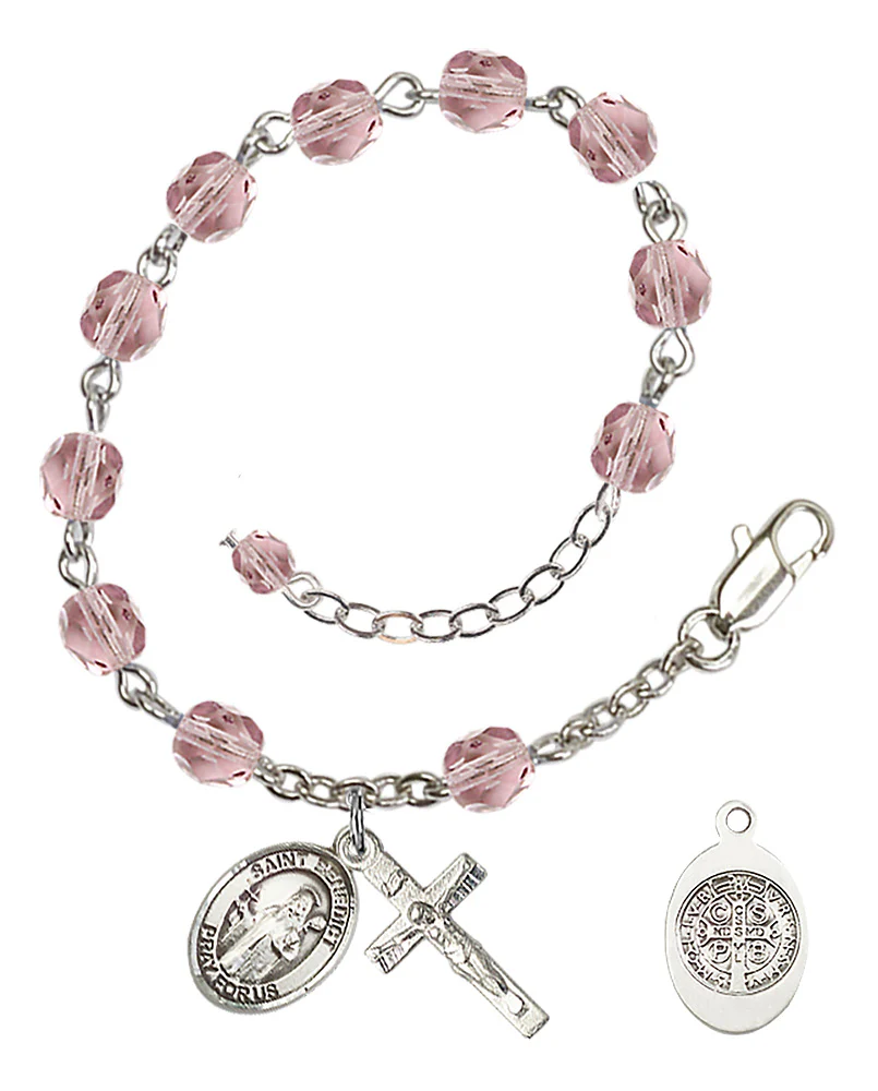 St. Benedict Crystal Birthstone Rosary Bracelet - Multiple Birthstones - Image 9