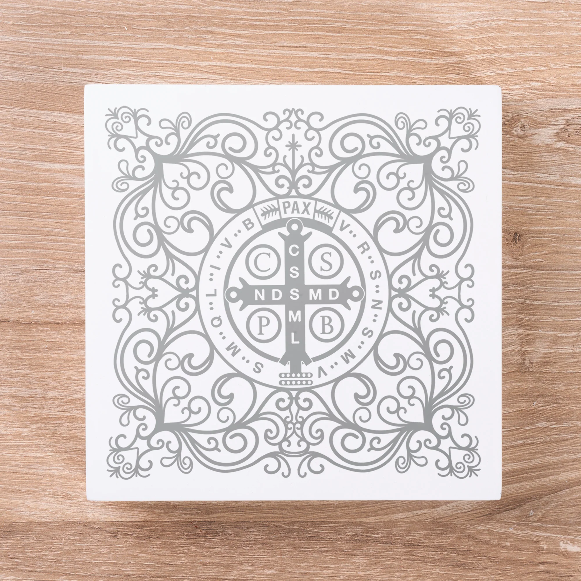 St. Benedict Filigree Wood Block - Image 2