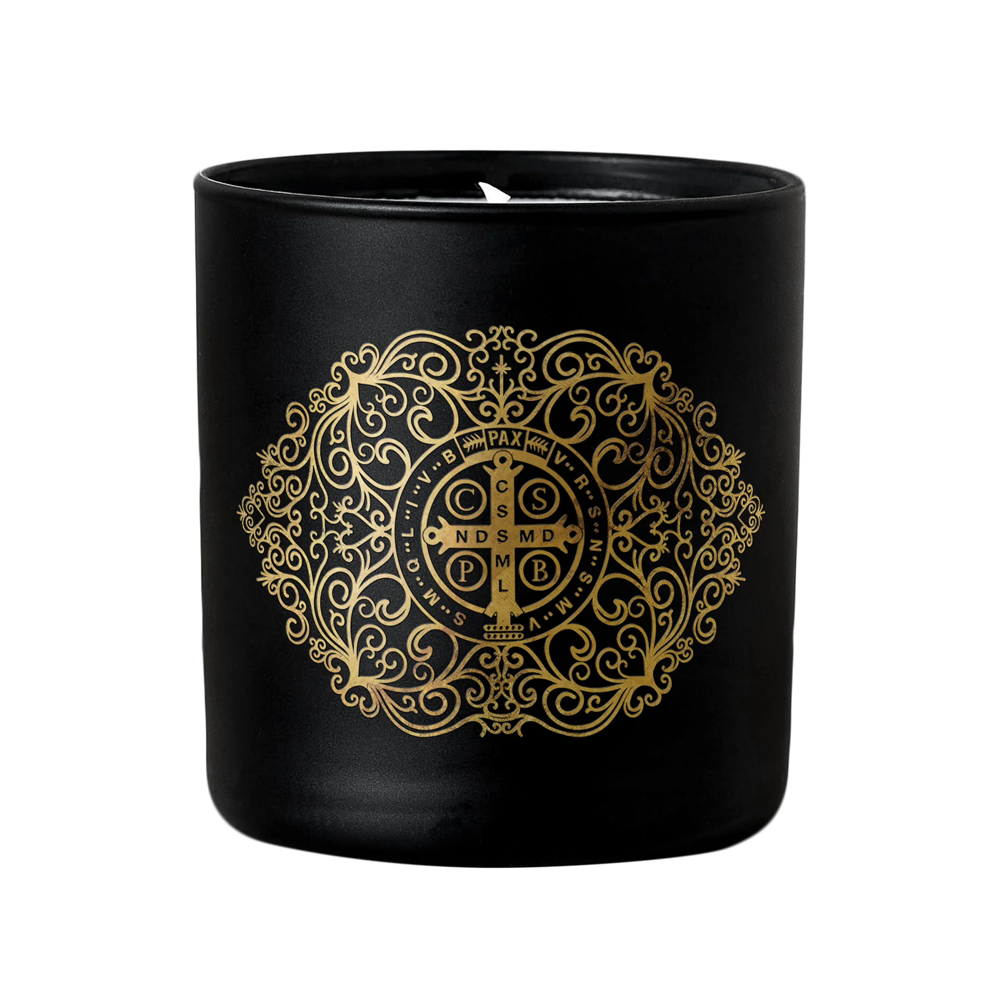 St. Benedict Gold Filigree Candle - Image 4