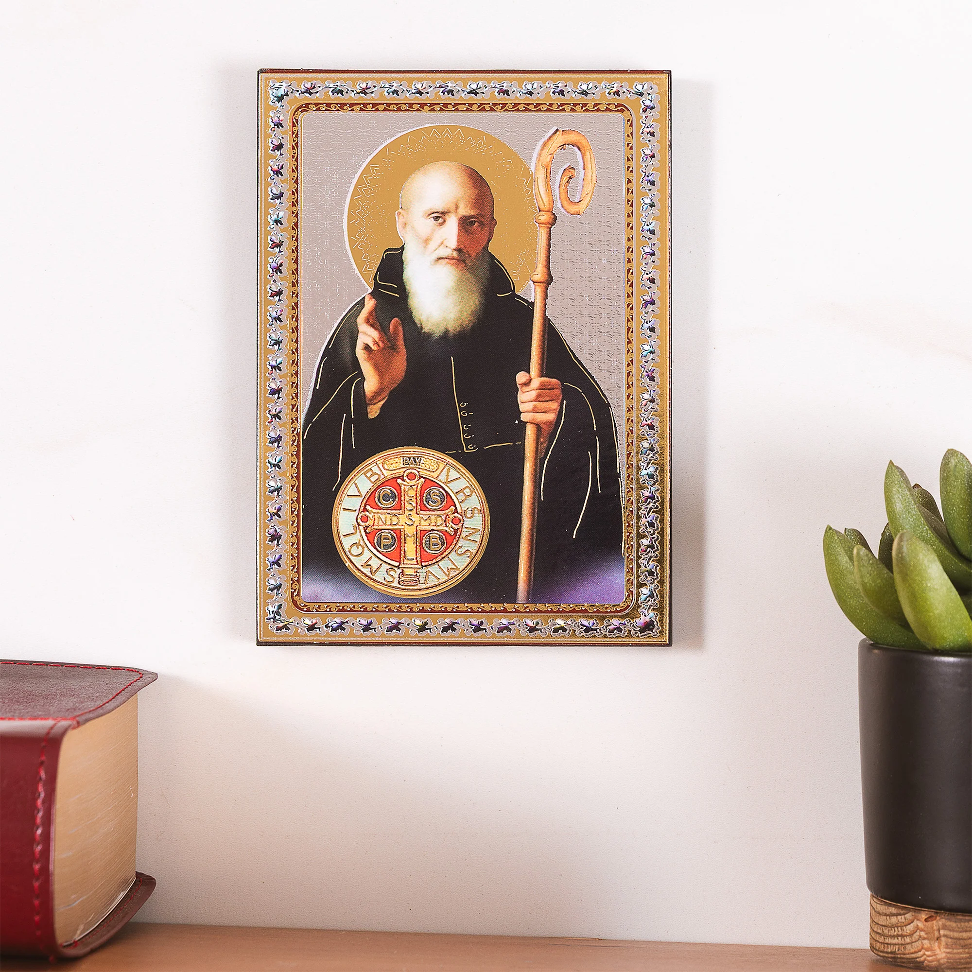 St. Benedict Icon Plaque - 5.5" - Image 2