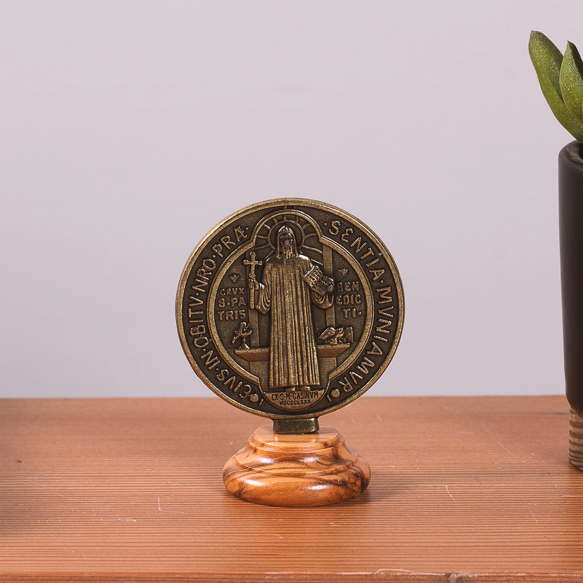 St. Benedict Jubilee Medal Bronze Standing Medallion - Image 4