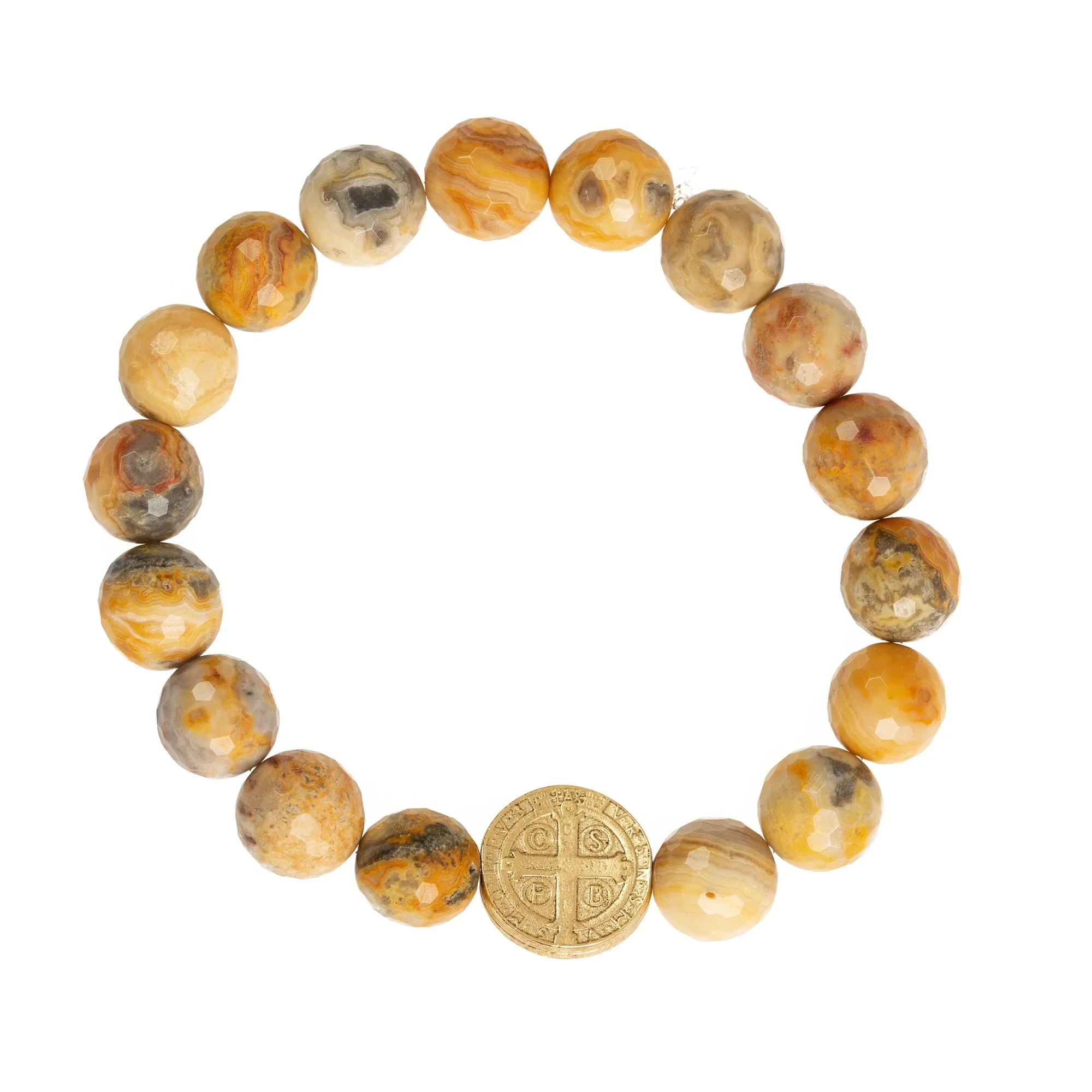 St. Benedict  Lace Agate Stone Stretch Bracelet - Image 2