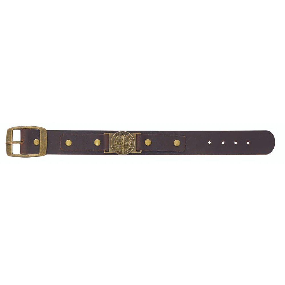 St. Benedict Leather Bracelet - Brown or Black