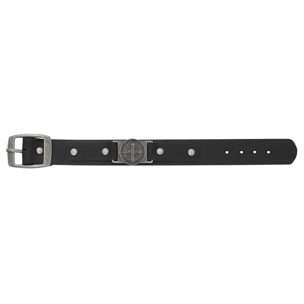 St. Benedict Leather Bracelet - Brown or Black - Image 2