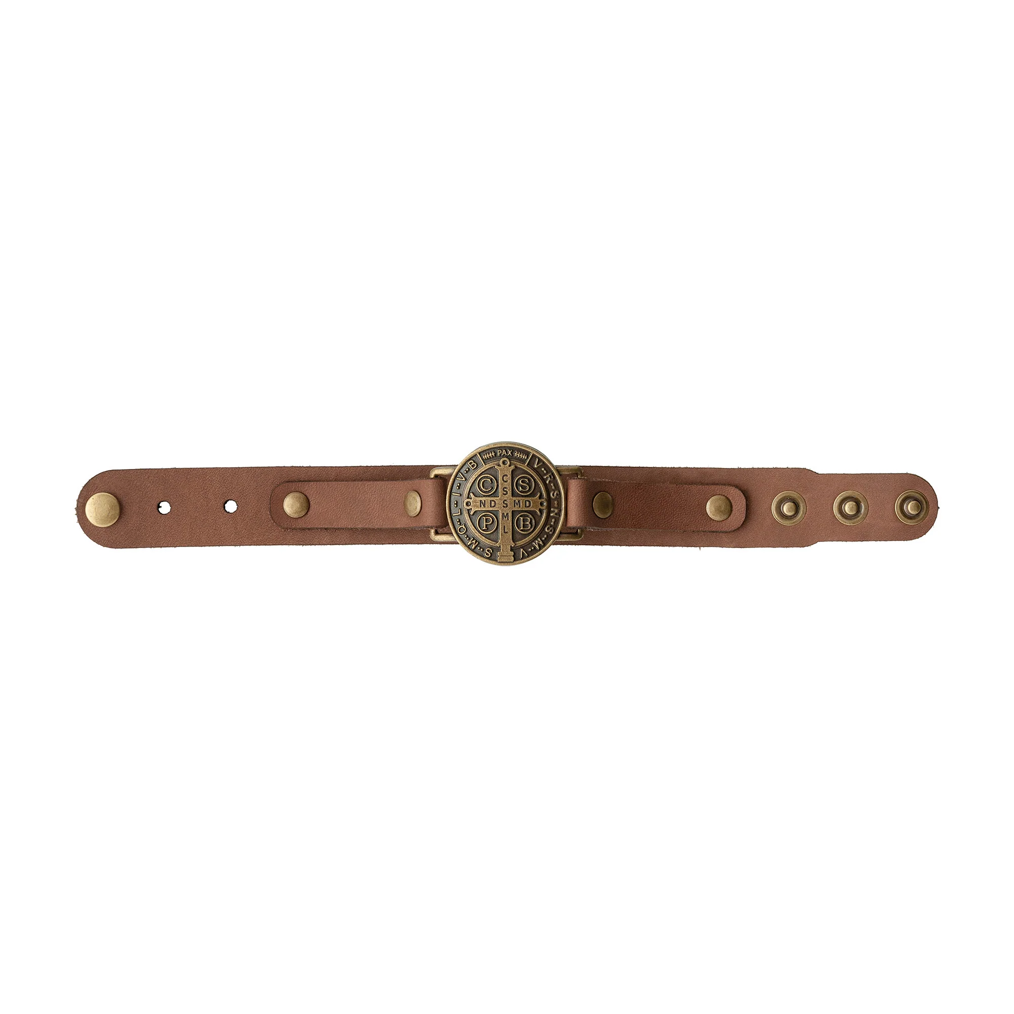 St. Benedict Leather Bracelet - Brown or Black - Image 3
