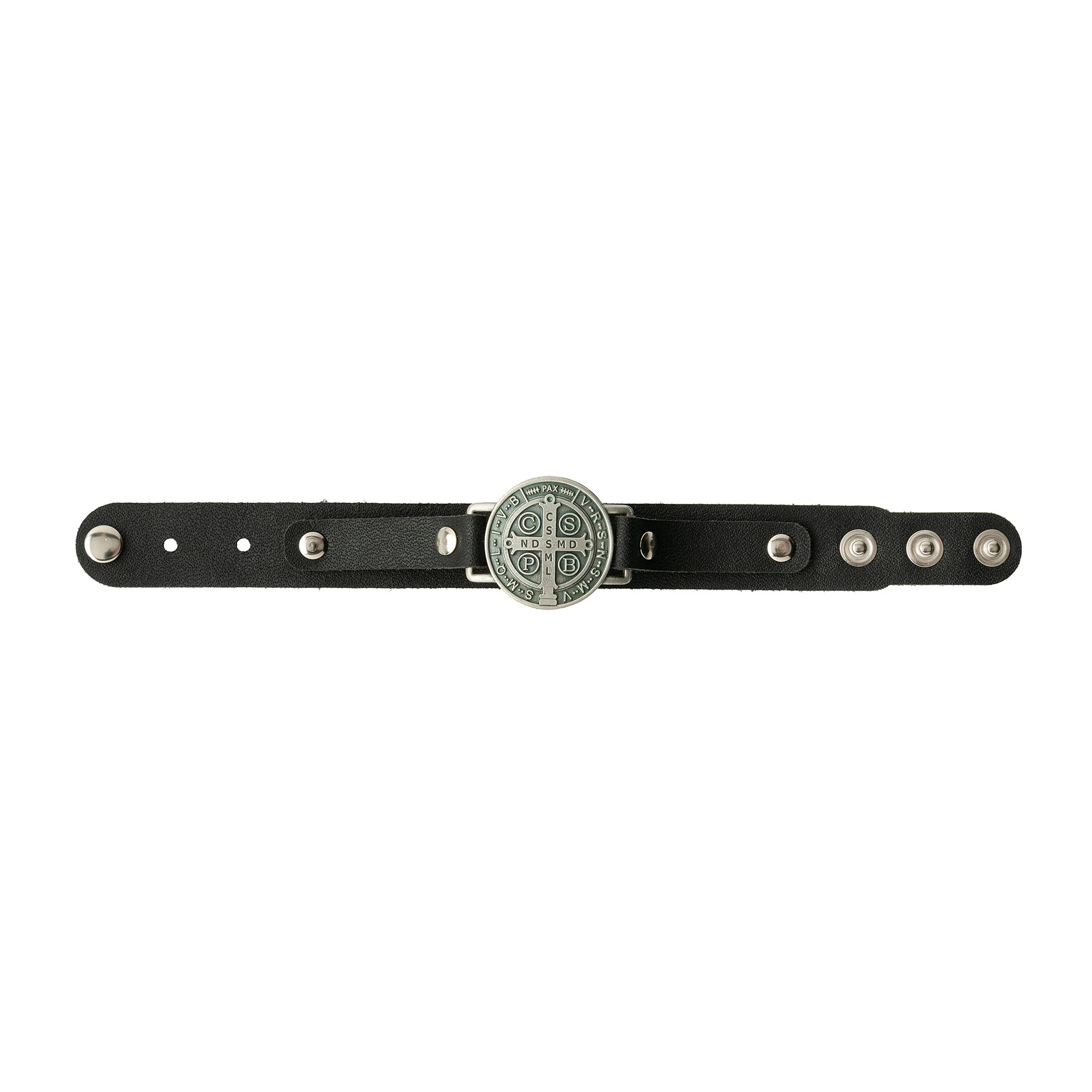 St. Benedict Leather Bracelet - Brown or Black - Image 6