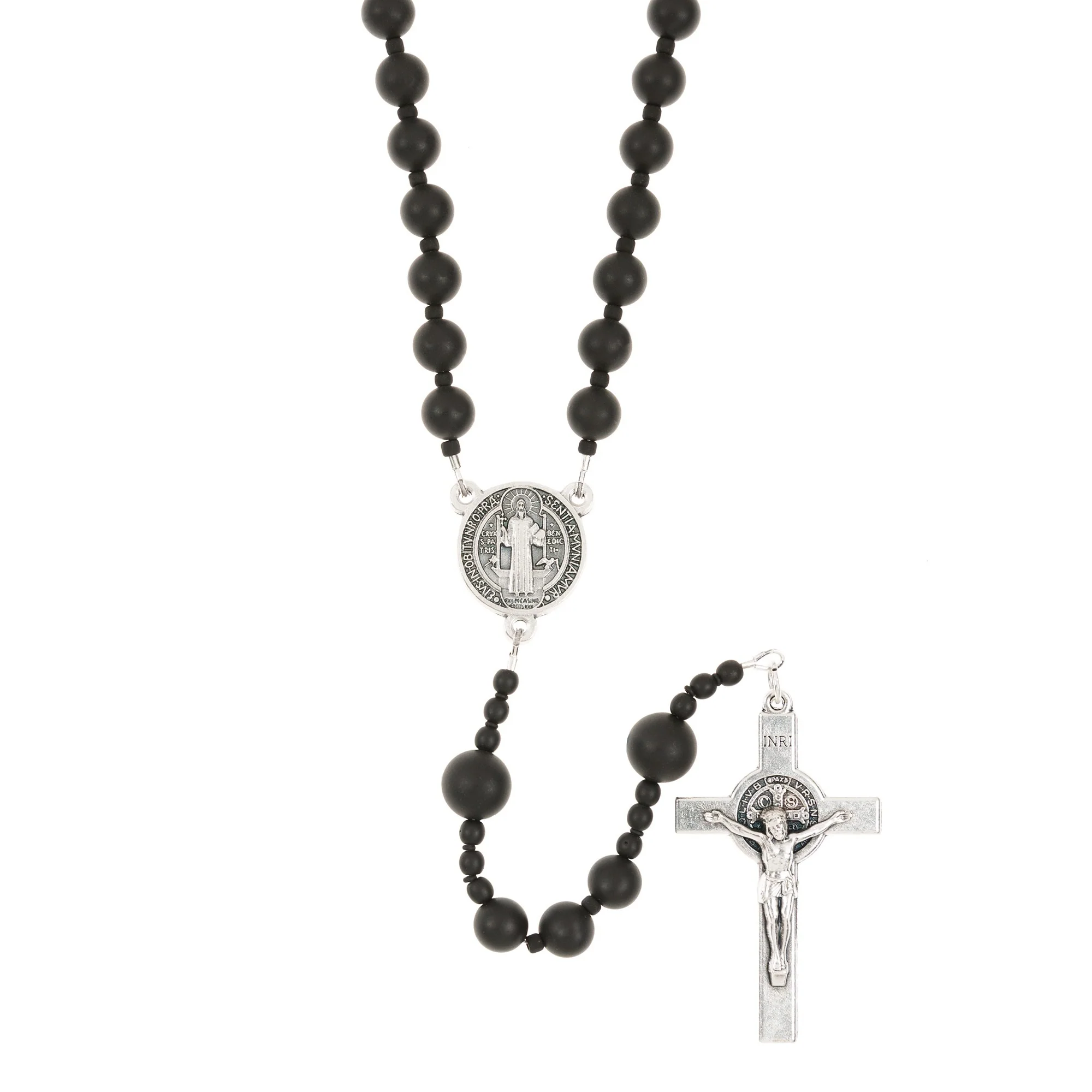 St. Benedict Matte Onyx Rosary - Image 2