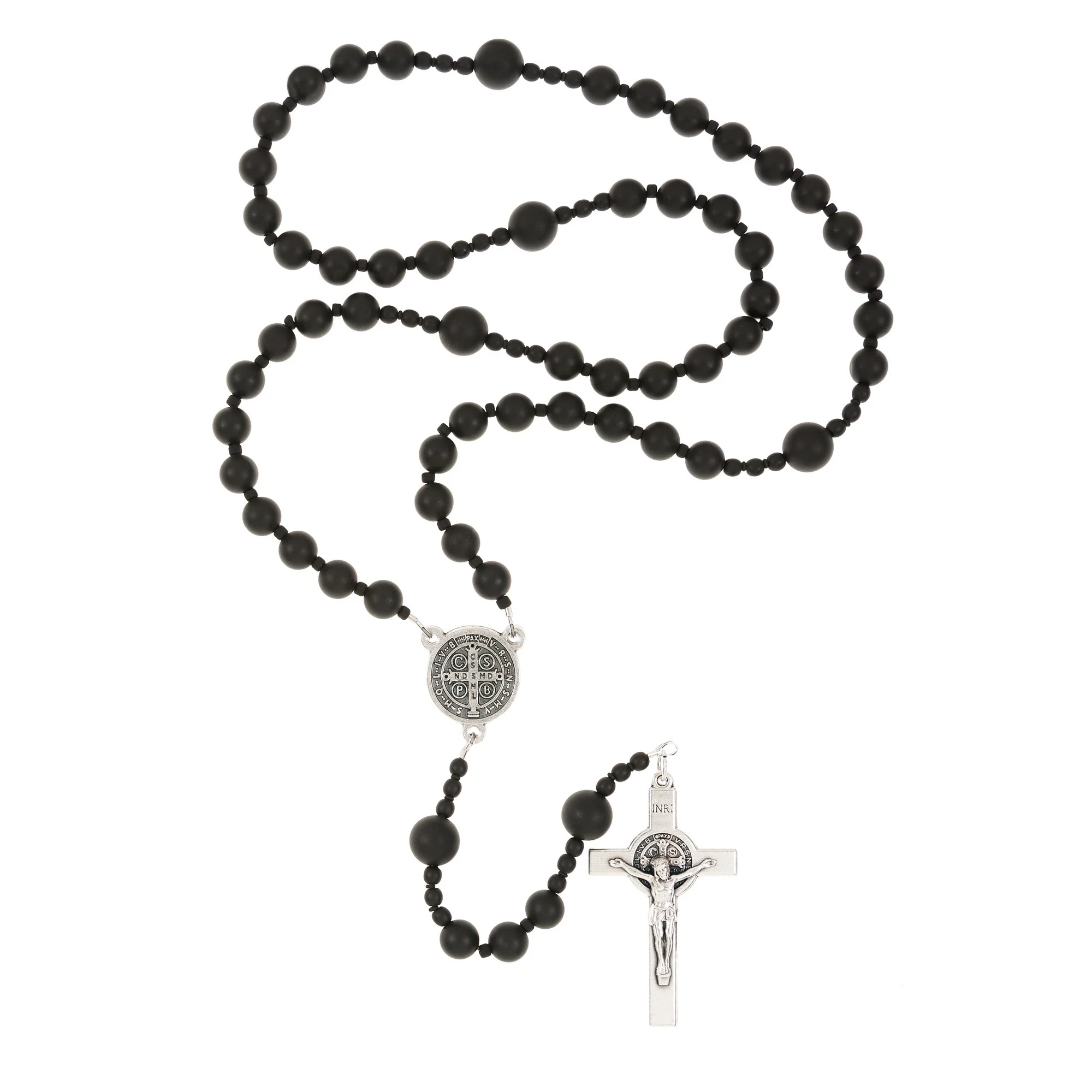 St. Benedict Matte Onyx Rosary - Image 3