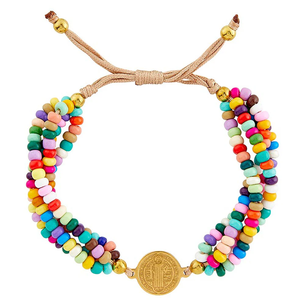 St. Benedict Medal Multi-Strand Beaded Bracelet - Image 2