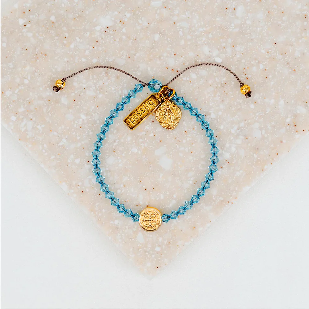 St. Benedict & Miraculous Medal Crystal Blessing Bracelet