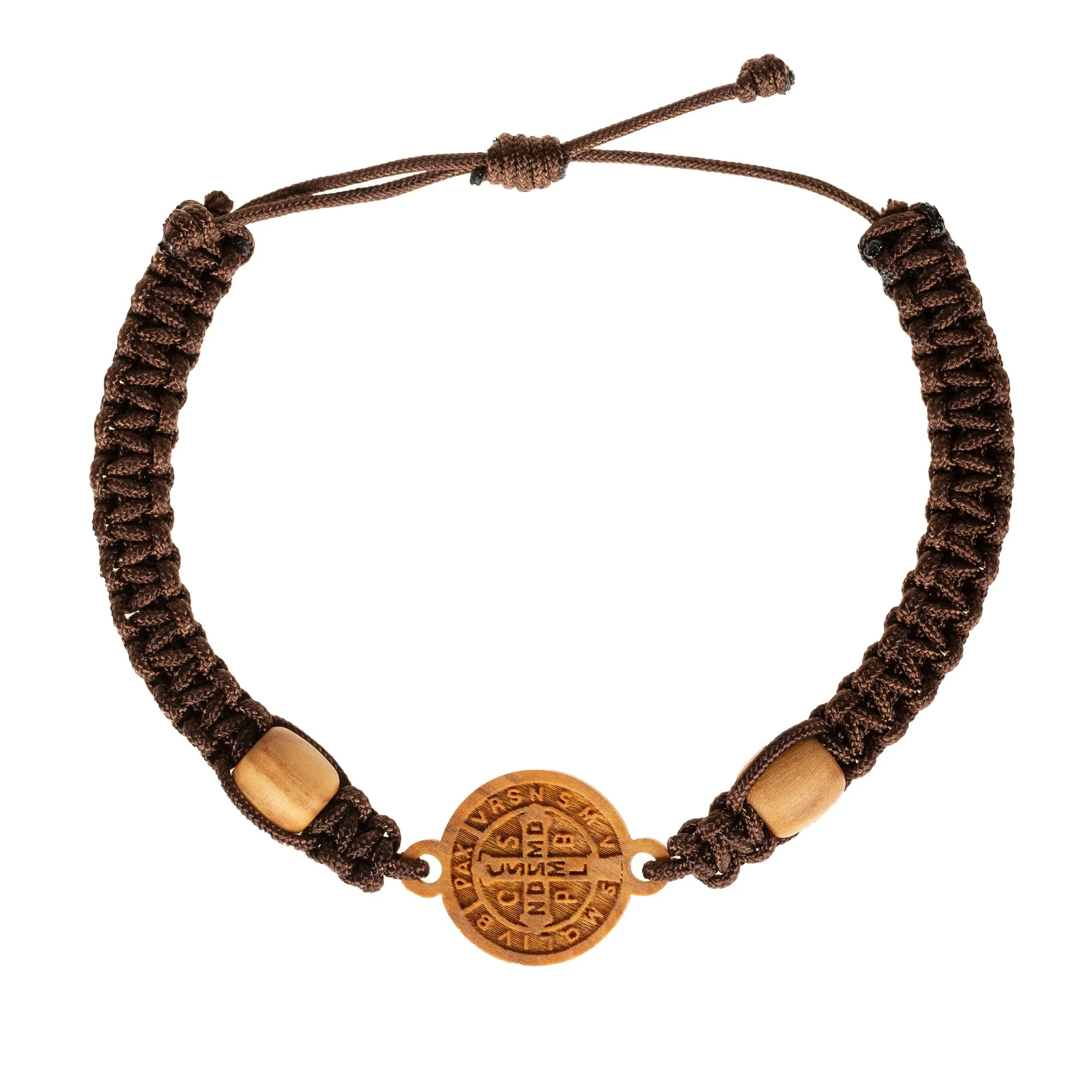 St. Benedict Olive Wood Corded Bracelet