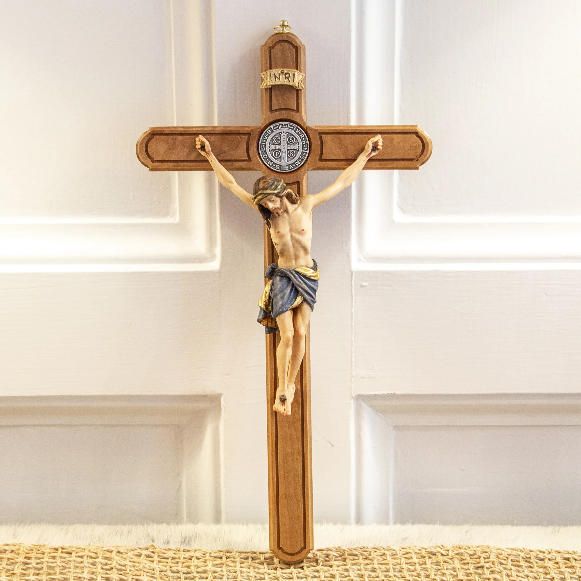St. Benedict Olive Wood Italian Cross - 14"