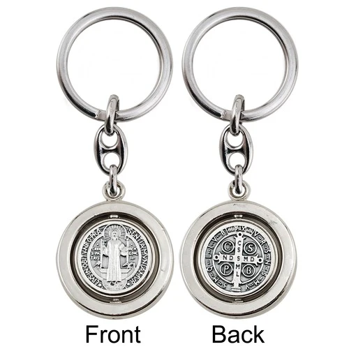 St. Benedict Rotating Keychain - Oxidized