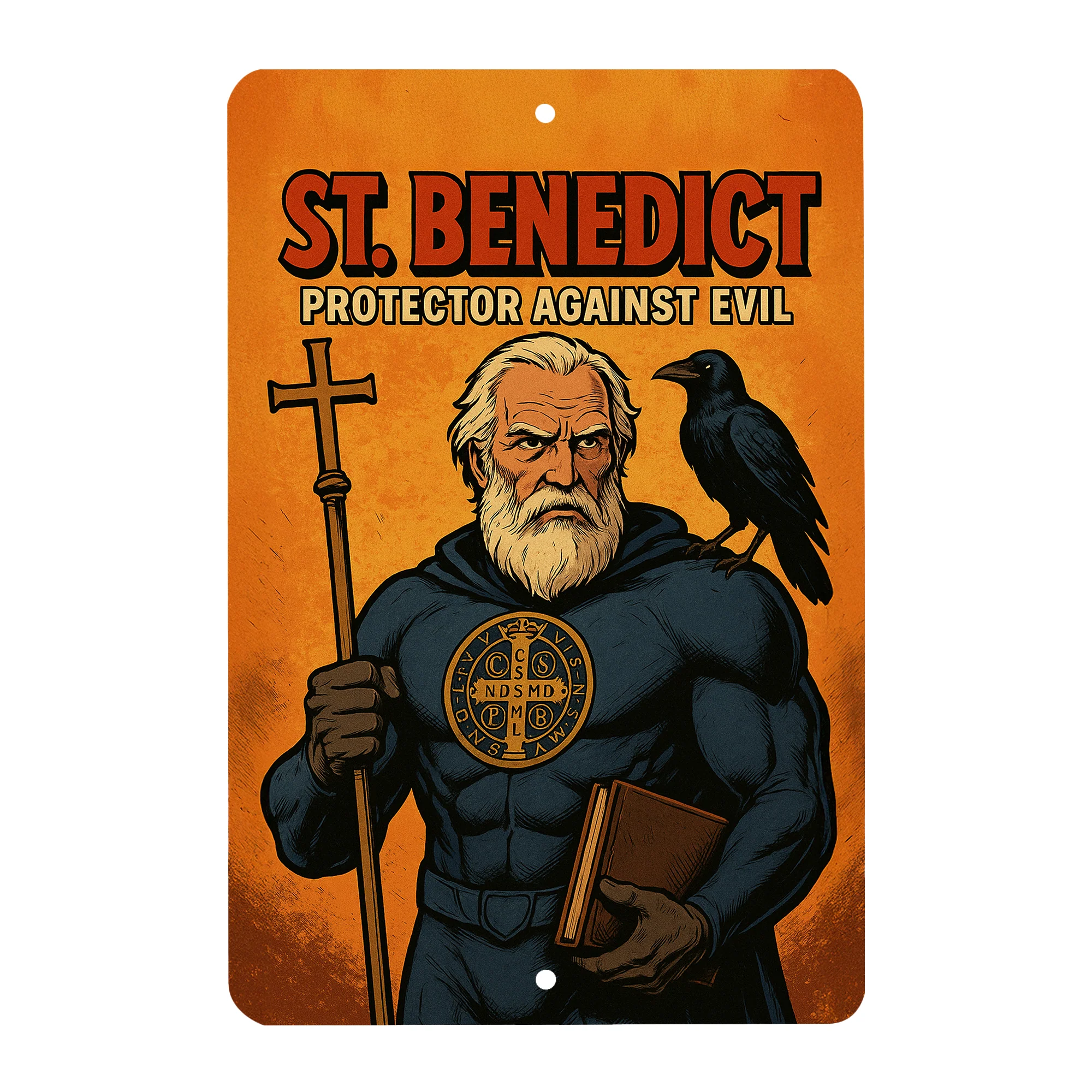 St. Benedict Superhero Tin Sign - Image 4