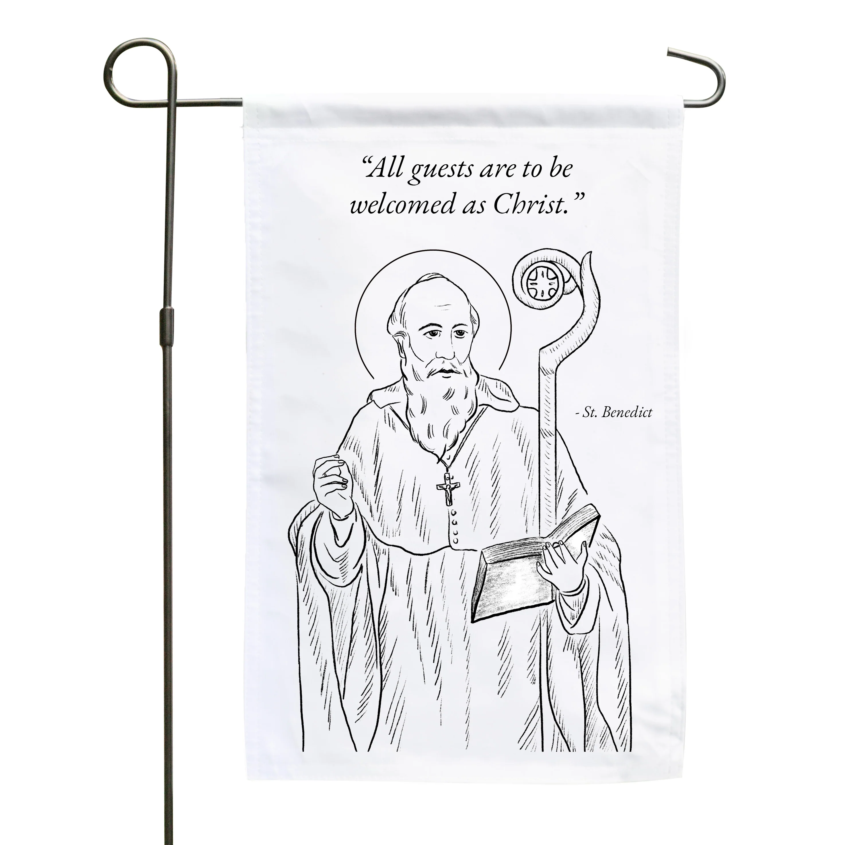 St. Benedict "Welcome Guests As Christ" Garden Flag - Image 2