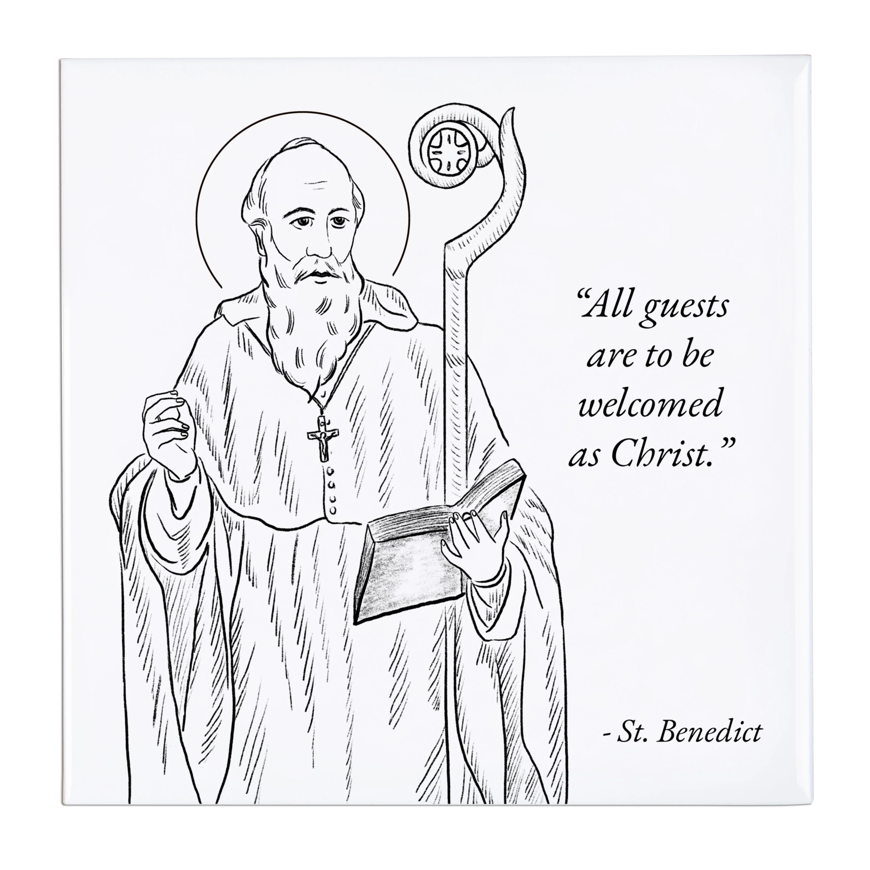 St. Benedict "Welcome Guests As Christ" Tile - Image 2
