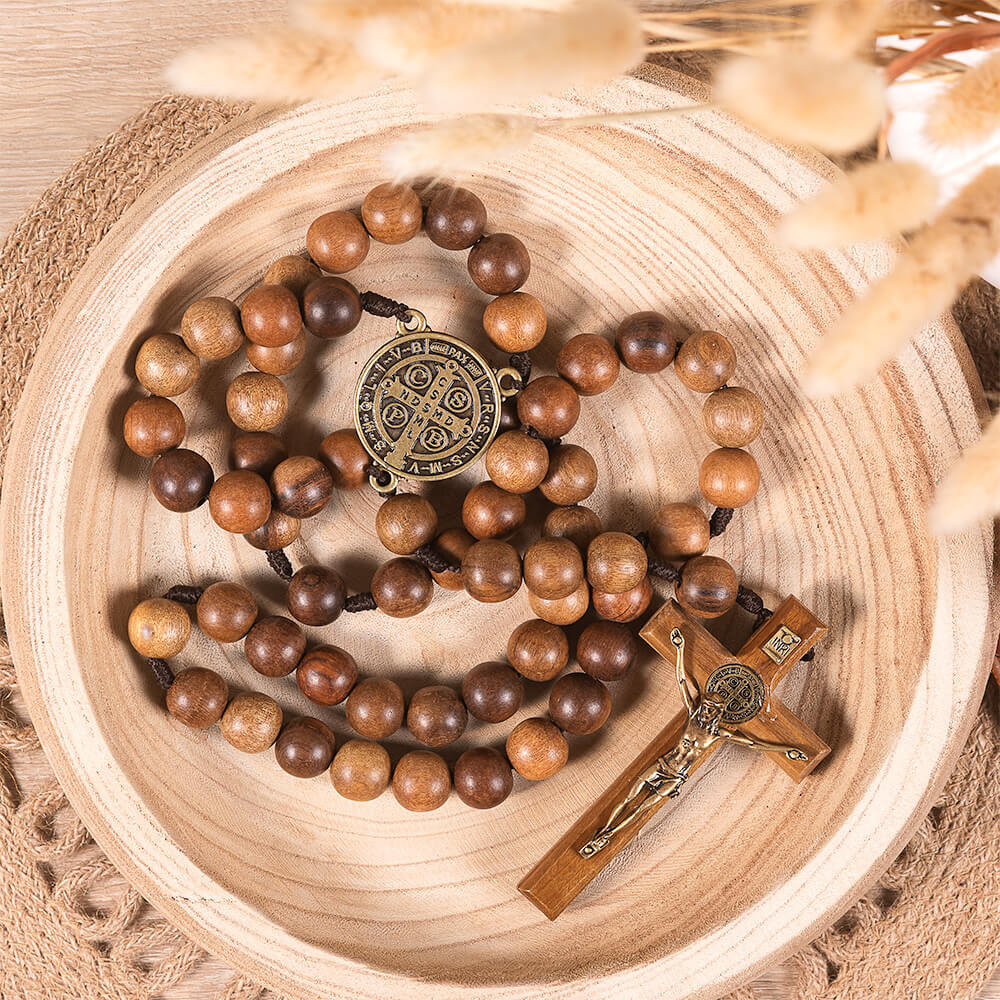 St. Benedict Wood Wall Rosary - Image 2