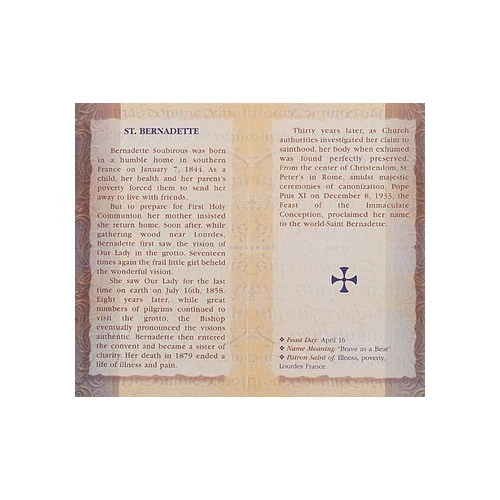 St. Bernadette - Mini Lives of the Saints Folded Prayer Card - Image 2