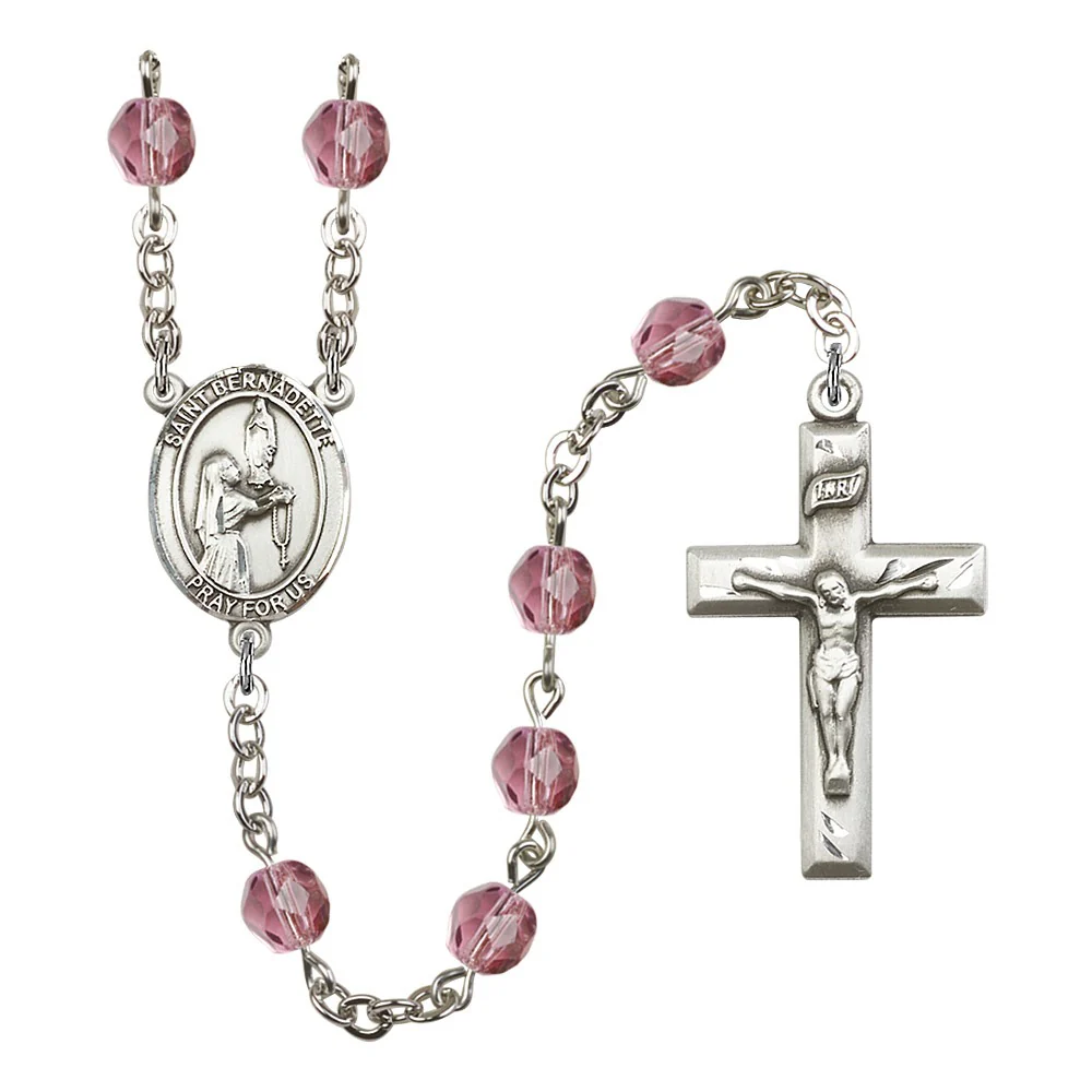 St. Bernadette Purple February Rosary 6mm